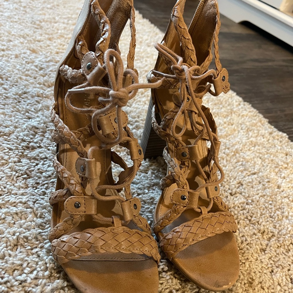 Brown lace up heels